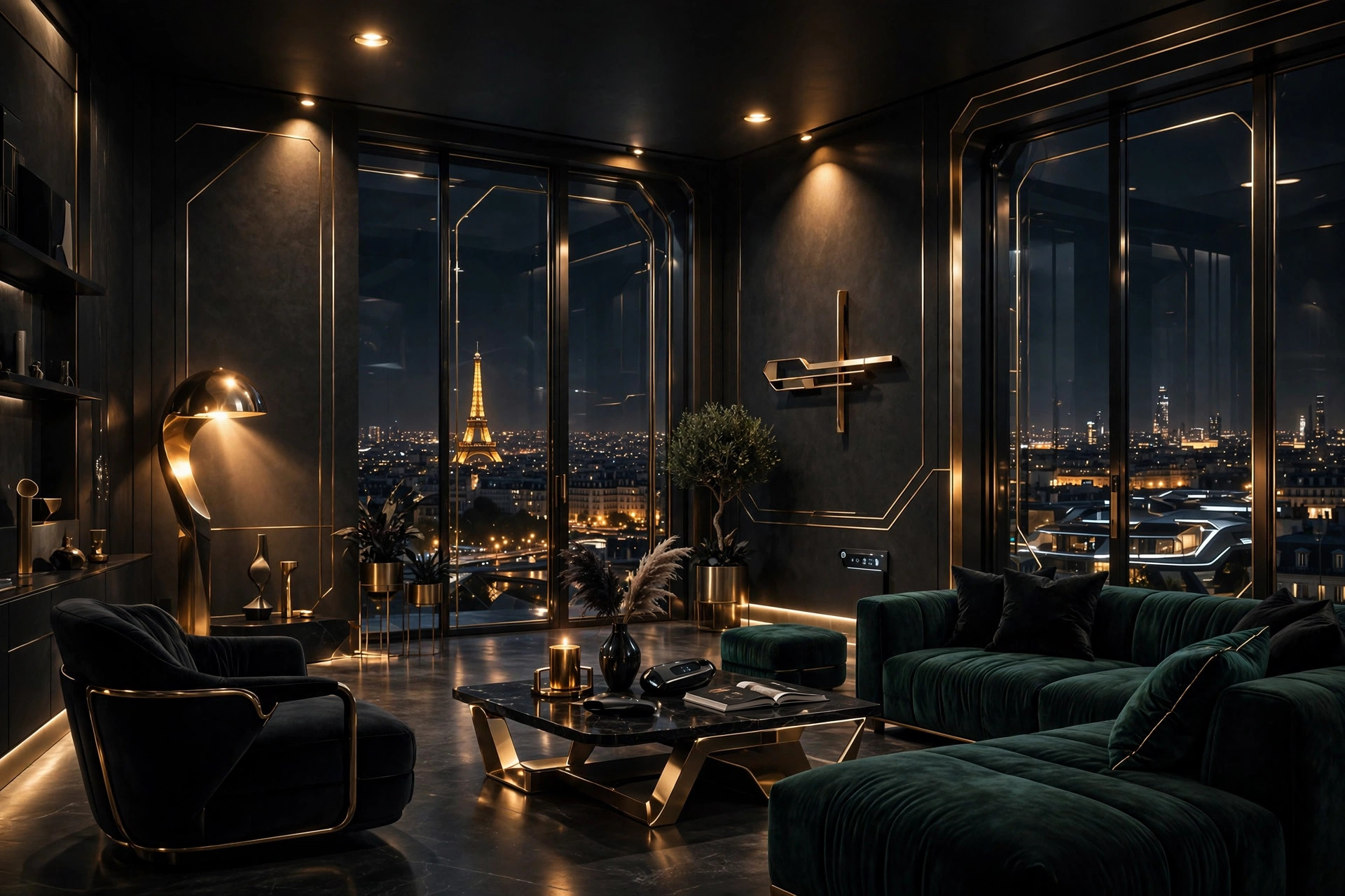 Salon haussmannien rénové